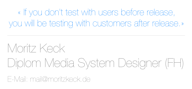 Moritz Keck - Diplom Media System Designer (FH) - Mobil: +4915121261011 - E-Mail: mail@moritzkeck.de